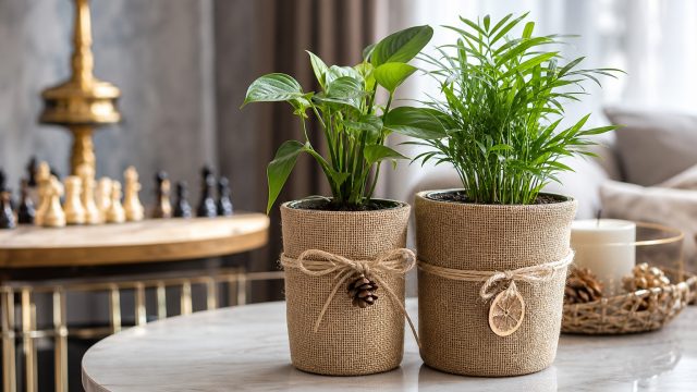 Transform Your Planters: A Stylish Burlap Solution for Plastic Pots