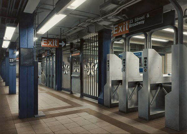 Surreal painting: a New York subway that is more realistic than a camera captures - pinned emoticon
