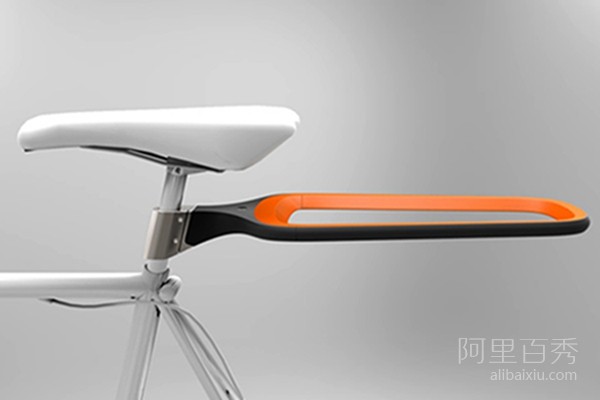 The detachable bicycle has a rear seat that can be turned into a large lock, so